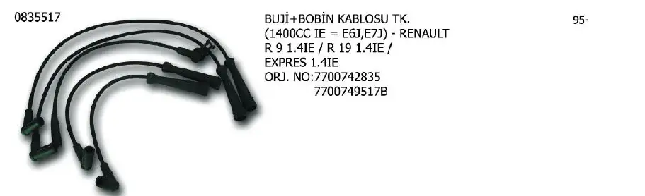 ÜNÜVAR 0835517 Buji Kablosu 7700749517B