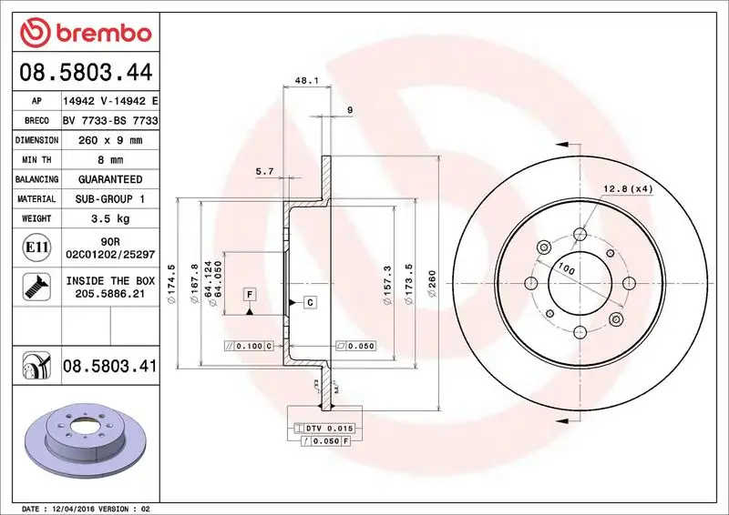 BREMBO 08.5803.41 Arka Fren Diski
