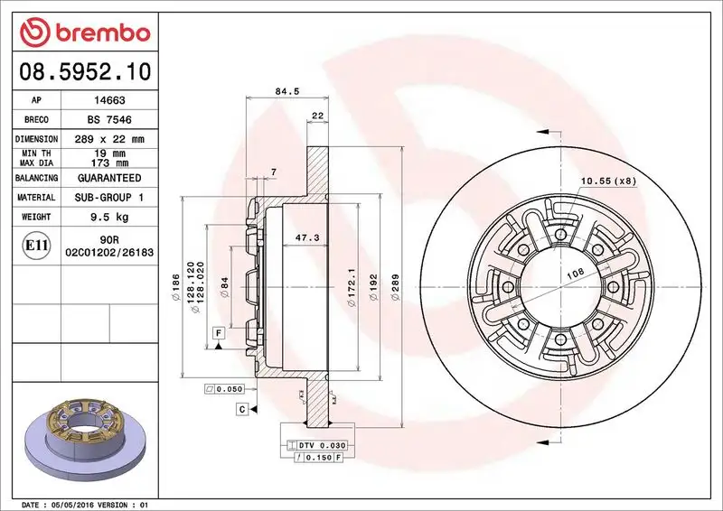 BREMBO 08.5952.10 Arka Fren Diski