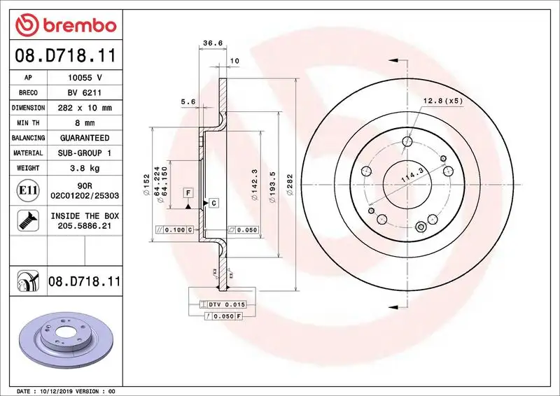 BREMBO 08.D718.11 Arka Fren Diski 42510TGNG00