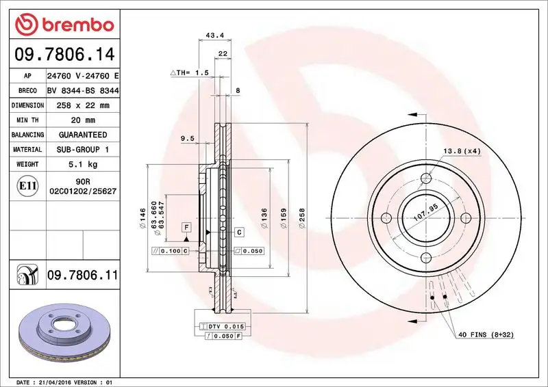 BREMBO 09.7806.11 Ön Fren Diski