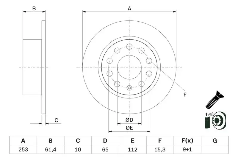 BOSCH 0986479E00 Arka Fren Diski 5Q0615601C