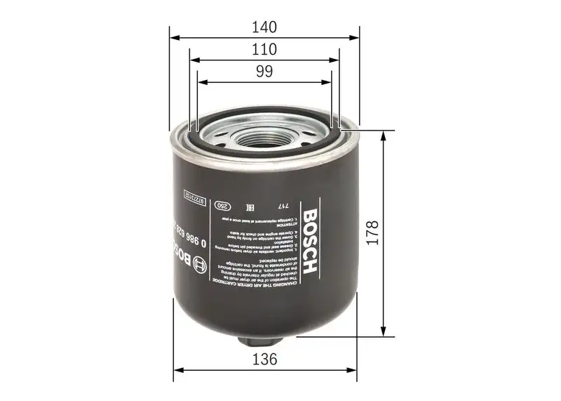 BOSCH 0986628252 Hava Kurutucu Filtresi