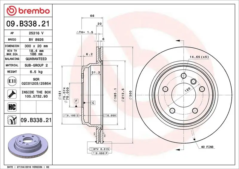 BREMBO 09.B338.21 Arka Fren Diski