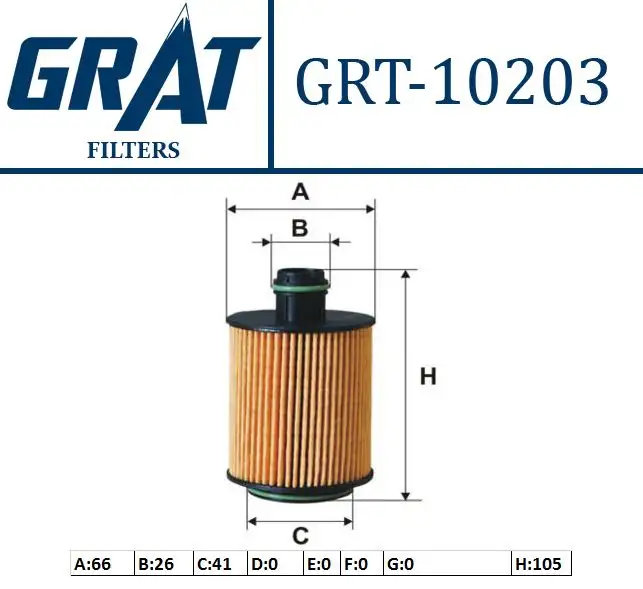 GRAT 10203 Yağ Filtresi 71751128