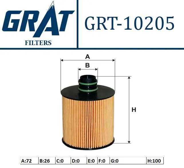 GRAT 10205 Yağ Filtresi 71751128
