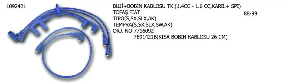 ÜNÜVAR 1092421 Buji Kablosu 7691421B