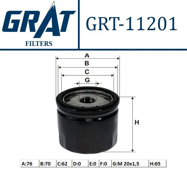 GRAT 11201 Yağ Filtresi 8200768927