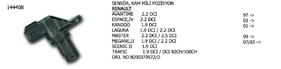 ÜNÜVAR 144408 Eksantrik Sensörü 8200370572