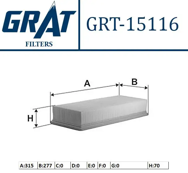 GRAT 15116 Hava Filtresi 2D0129620B