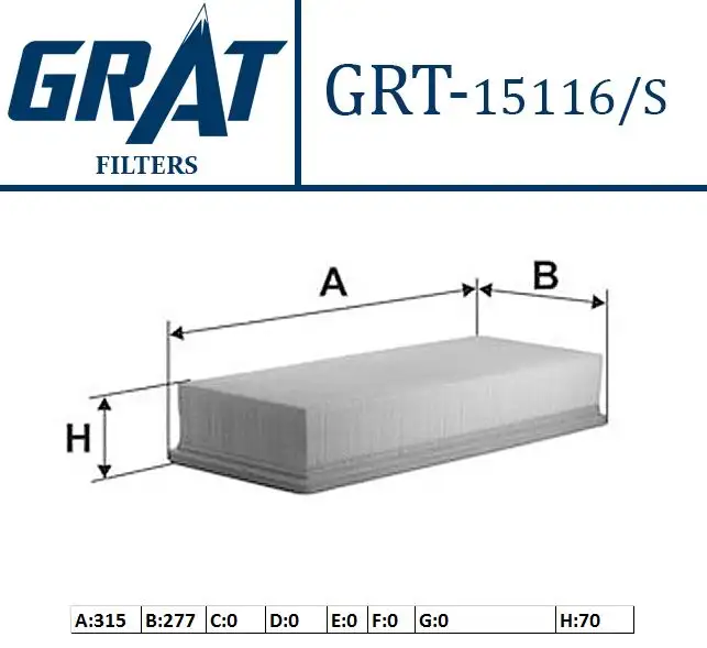 GRAT 15116S Hava Filtresi 2D0129620A