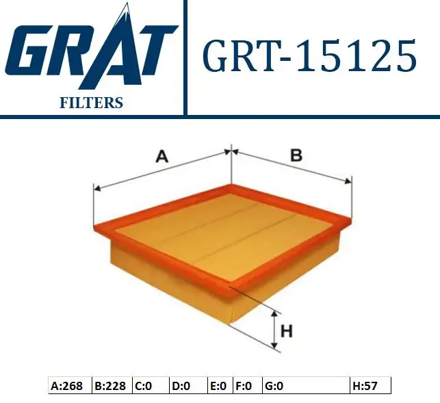 GRAT 15125 Hava Filtresi 1H0129620