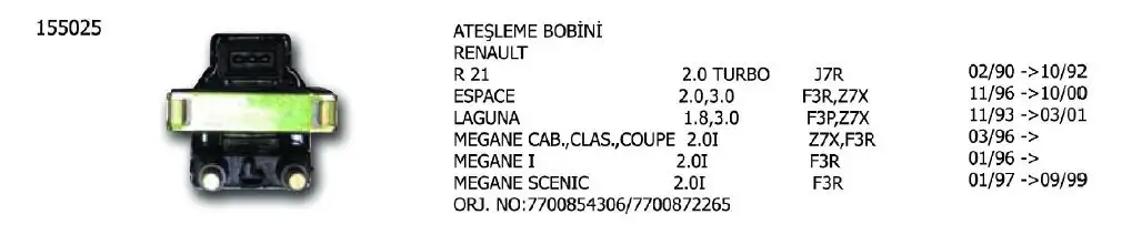 ÜNÜVAR 155025-2 Bobin 7700854306