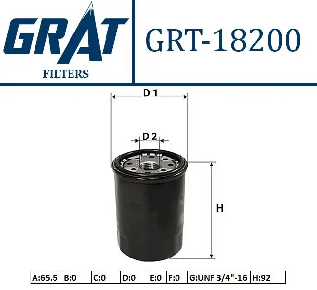 GRAT 18200 Yağ Filtresi 9091503001
