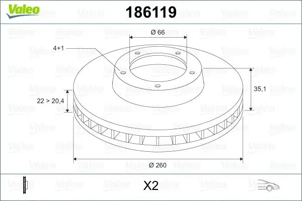 VALEO 186119 Ön Fren Diski