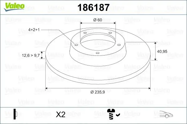 VALEO 186187 Ön Fren Diski 90008005