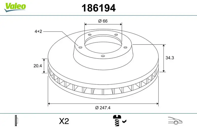 VALEO 186194 Ön Fren Diski