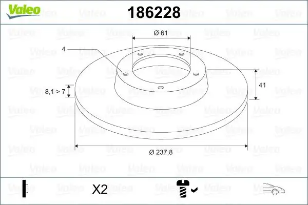 VALEO 186228 Ön Fren Diski 7701204285