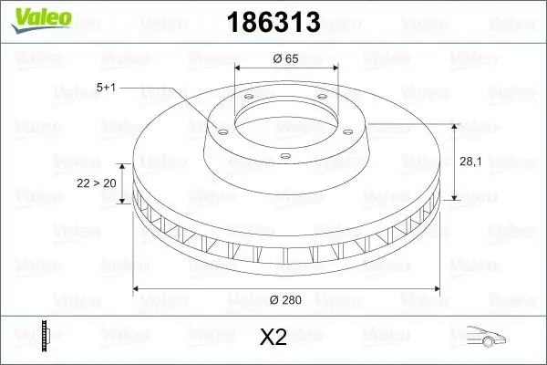 VALEO 186313 Ön Fren Diski 1H0615301A