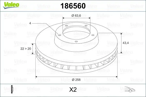 VALEO 186560 Ön Fren Diski