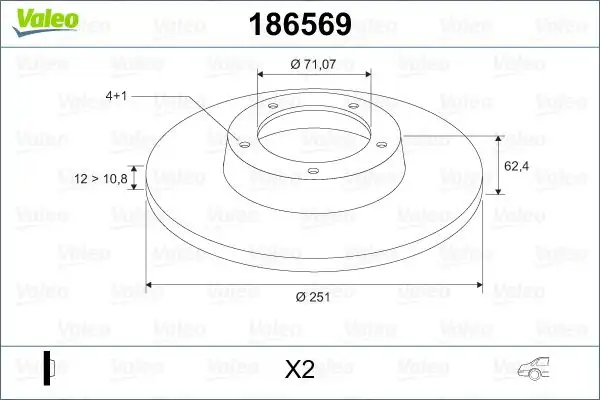 VALEO 186569 Arka Fren Diski 4246L6
