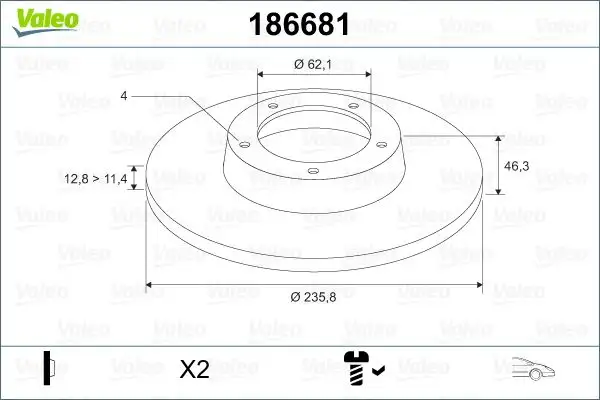 VALEO 186681 Ön Fren Diski 2415019
