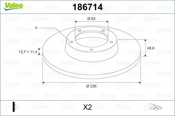 VALEO 186714 Ön Fren Diski 115430212