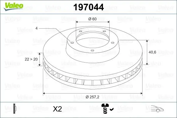 VALEO 197044 Ön Fren Diski