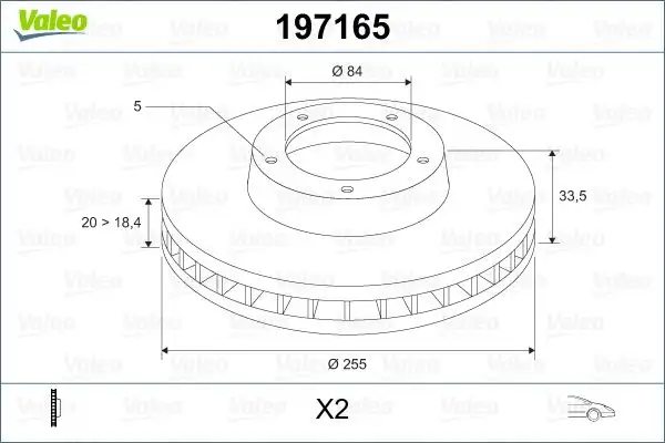 VALEO 197165 Ön Fren Diski MB238495