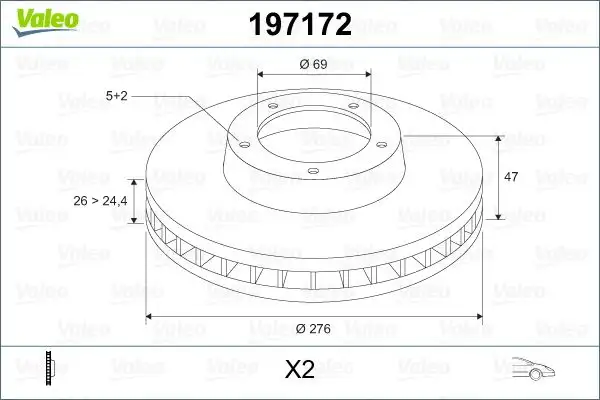 VALEO 197172 Ön Fren Diski 517123B000
