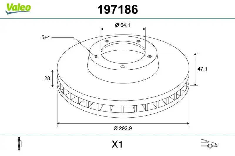 VALEO 197186 Ön Fren Diski