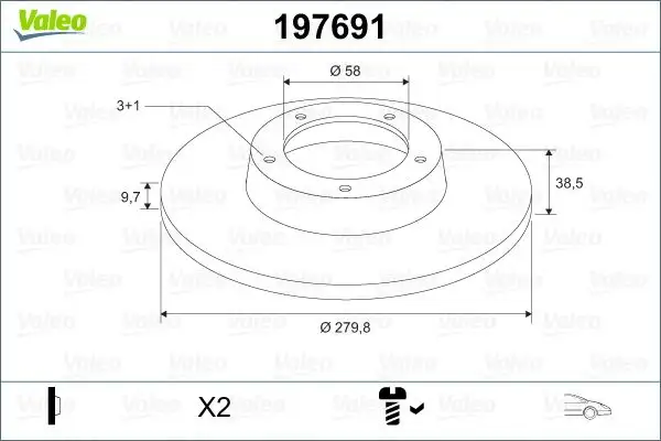 VALEO 197691 Ön Fren Diski A4514210112