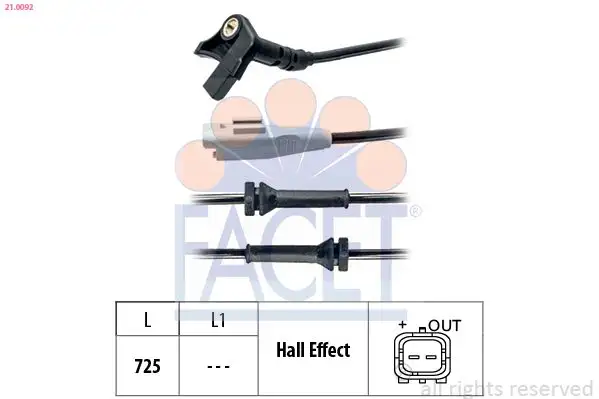 FACET 21.0092 ABS Hız Sensörü (Ön) 9655270080