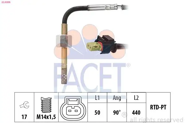 FACET 22.0308 Egzoz Sıcaklık Sensörü
