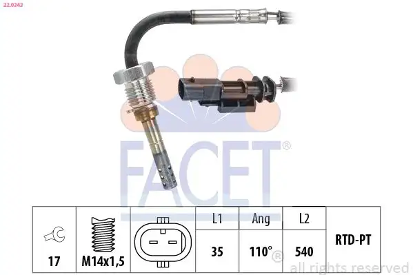 FACET 22.0343 Egzoz Sıcaklık Sensörü 31480180