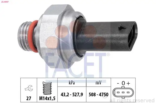 FACET 25.0007 Egzoz Basınç Sensörü 31319419