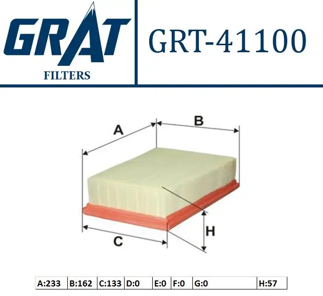 GRAT 41100 Hava Filtresi 165466131R