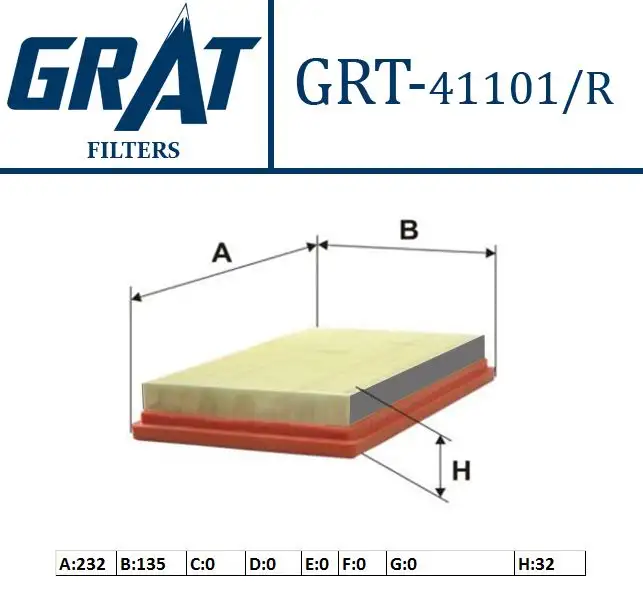 GRAT 41101R Hava Filtresi 16546ED000