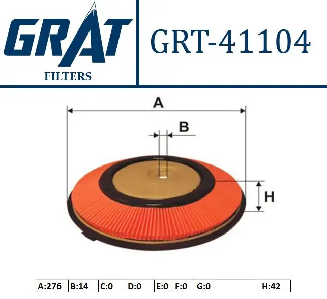 GRAT 41104 Hava Filtresi 1654688A00