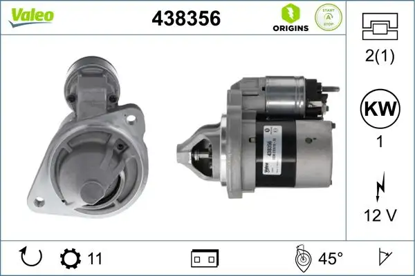 VALEO 438356 Marş Motoru H1BT11000BB