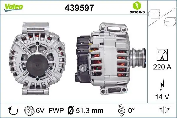 VALEO 439597 Şarj Dinamosu A6461540802