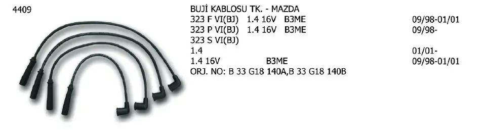 ÜNÜVAR 4409 Buji Kablosu B33G18140B