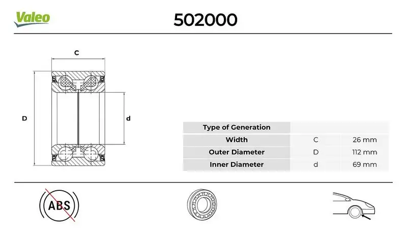VALEO 502000 Ön Aks Rulmanı 1K0412249B