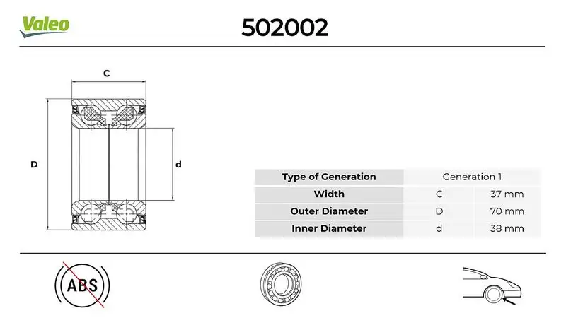 VALEO 502002 Ön Aks Rulmanı
