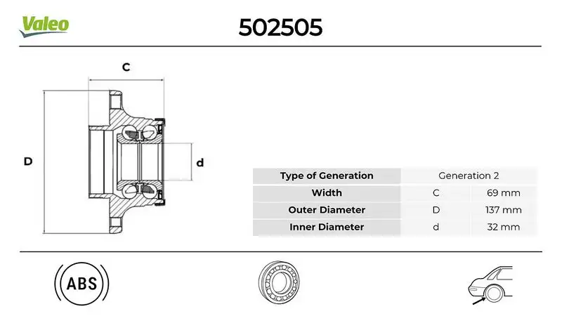 VALEO 502505 Arka Aks Rulmanı