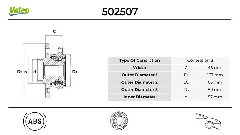 VALEO 502507 Arka Aks Rulmanı