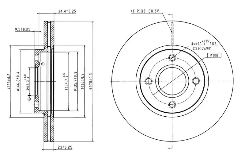 MGA 50444C Ön Fren Diski AY111125AA