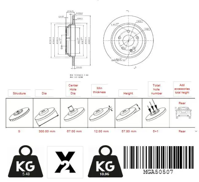 MGA 50507 Arka Fren Diski 4474230012