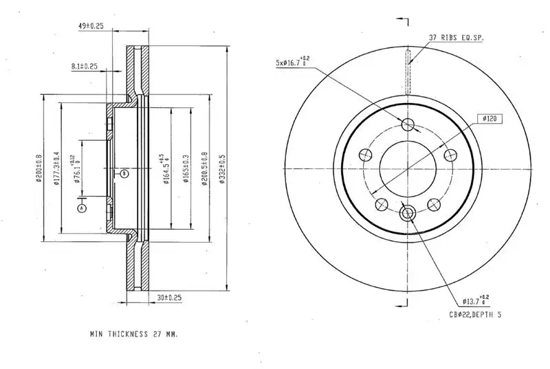 MGA 50675 Ön Fren Diski 2H6615301