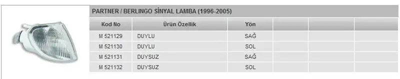 MARS 521129 Sinyal Lambası (Sağ) 630381